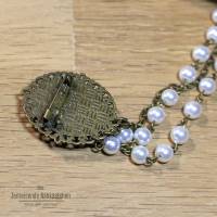 Elizabethanischer Gewandschmuck – Tudor Schmuckset mit weißem Achat & Perlenketten für Renaissance, Barock Bild 4