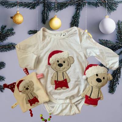 Stickdatei Doodle Teddy Weihnachten – Kuscheltier & Schnullertuch Applikation Set 752