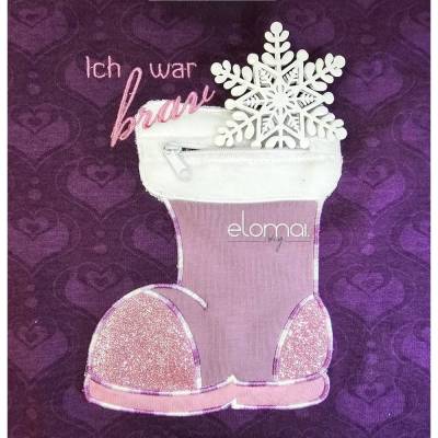 ITH Stickdatei Stiefel-Tasche – 2 Varianten, 2 Größen (13x18, 14x20) Nikolausstiefel mit Reißverschluss