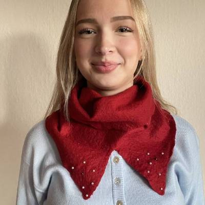 Handgefilzter Wollkragen für Pullover – Loop Schal aus Wolle (Merino) mit Seide, Unikat