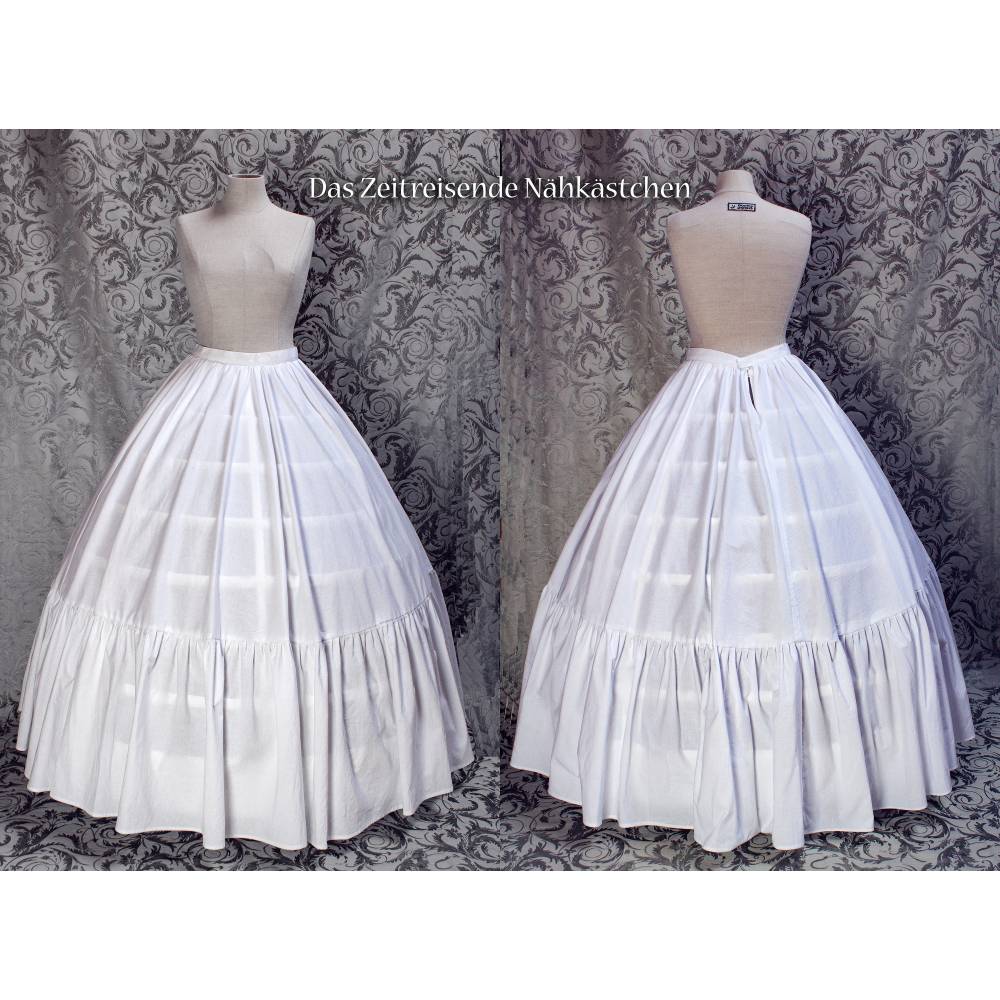 Victorianis historischer Unterrock – passend für 1860 Käfig-Krinoline, Civil War Kleider, Sissi-Gewänder, weiß Bild 1