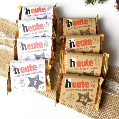 hanuta Adventskalender, Druckvorlage mit 24 Motiven, hanuta Banderolen Weihnachten, Adventskalender selber machen DIY, M