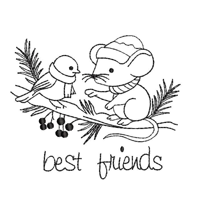 Stickdatei Spatz und Maus best friends Bild 1