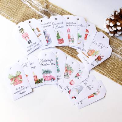 Druckvorlage Geschenkanhänger Weihnachten Retro - DIY Vintage Weihnachtsanhänger zum selber drucken - weihnachtliche Eti