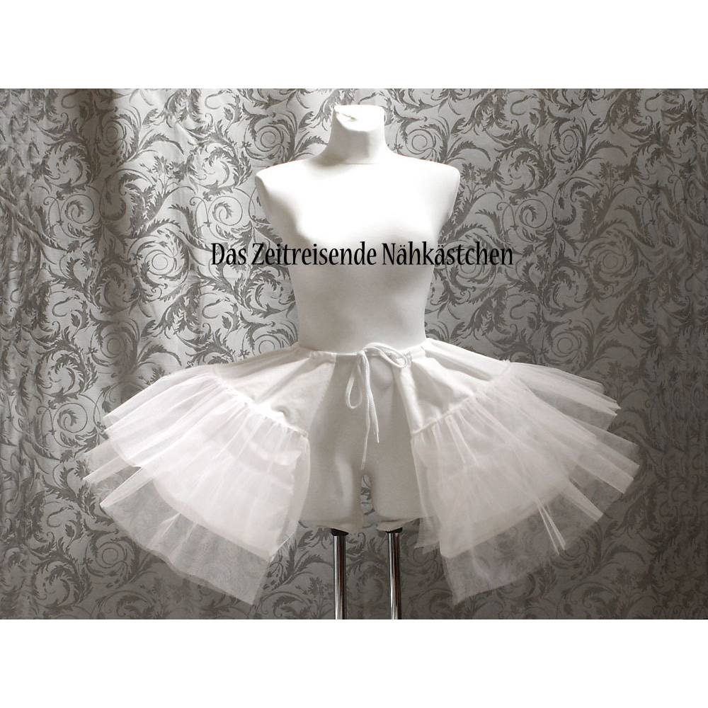 Große Rokoko-Paschen / Pocket Hoops für 18. Jahrhundert-Kleider – Historischer Rockunterbau, Tüllrüschen, weiß Bild 1