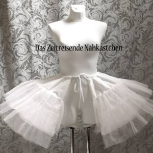 Große Rokoko-Paschen / Pocket Hoops für 18. Jahrhundert-Kleider – Historischer Rockunterbau, Tüllrüschen, weiß Bild 1