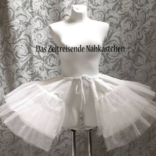 Große Rokoko-Paschen / Pocket Hoops für 18. Jahrhundert-Kleider – Historischer Rockunterbau, Tüllrüschen, weiß