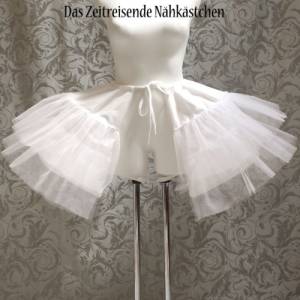 Große Rokoko-Paschen / Pocket Hoops für 18. Jahrhundert-Kleider – Historischer Rockunterbau, Tüllrüschen, weiß Bild 2