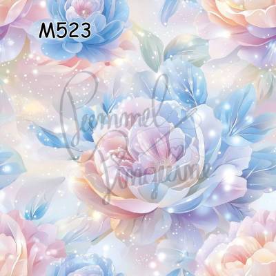 M523 PummelPinguine Exclusive „Kinderstoffe Magic Peonies Großflächige Pfingstrosen in schimmerndem Licht