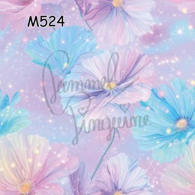 M524 PummelPinguine Exclusive „Kinderstoffe Cosmos Bloom Tanzende Blumen mit magischem Glitzer