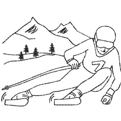 Stickdatei Ski Skifahrer Bergsport