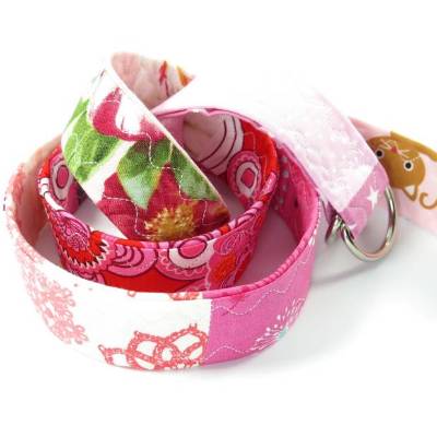 Gürtel aus Stoff fester Damengürtel Stoffgürtel Einzelstück bunt Blumen Katzen Punkte rosa pink