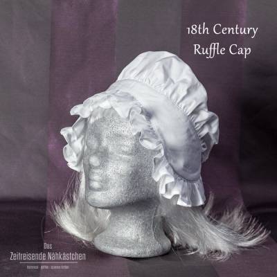 Rokoko-Haube aus Baumwollbatist – verstellbare 18.-Jh.-Haube mit Rüsche & Ohrenblenden für Reenactment