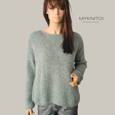 Strickpullover, Alpaka – Pullover gestrickt in Salbeigrün