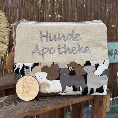 Große Hunde Apotheke Tasche – Kramtasche & Beutel für Hundemedikamente aus Leinen & Baumwolle
