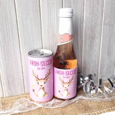 Prosecco Dosen Banderole Weihnachten, Druckvorlage Silvester Piccolo Ettikett, Mitbringsel Froh-Secco, Sekt Geschenkidee