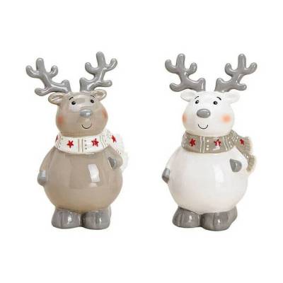 Dekofigur Elch aus Keramik Weihnachtsdeko Winter Deko Keramikfiguren