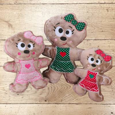 Stickdatei Lebkuchenmann / Frau Weihnachten – ITH Kuscheltier Set 25117 in 3 Größen für Stickmaschinen