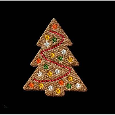 Stickdatei Weihnachtsbaum Lebkuchen 10x10cm – Weihnachtsstickerei mit Lichterkette für Stickmaschinen