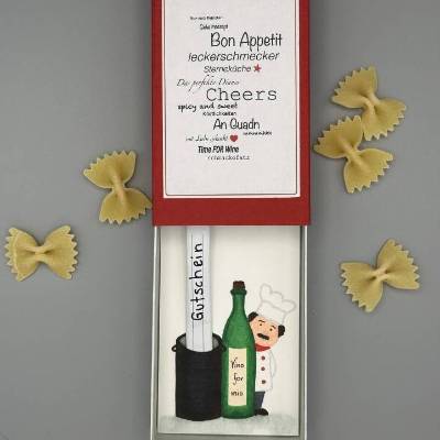 Gutschein Essen lustig verpacken – Kreative Geschenkbox mit Koch-Motiv