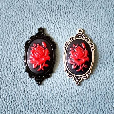 2 Gothic Anhänger mit Rose 2 Farben, 3 Varianten zur Auswahl