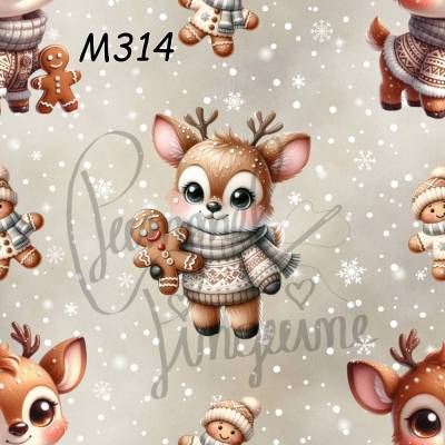 M314 PummelPinguine Exclusive Stoffe „Kinderstoff Rentier mit Lebkuchen
