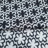 Wollstoff, Mantelstoff, Blumen, Tweed, Retro, Jaquard, Breite 1,50 m, Meterware, schwarz, weiß, 50% Wolle, 50% Polyester