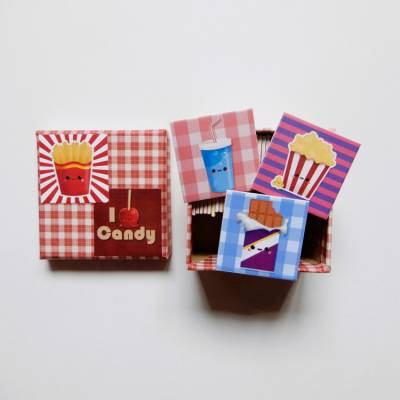 Handgemachtes Memoryspiel für Erwachsene – Junkfood, 40 Karten, Designbox