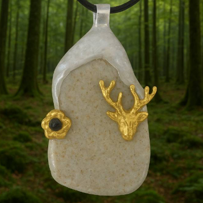 Goldschmiede Silberanhänger mit Lederkette 