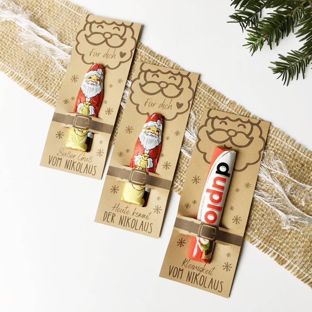 Druckvorlage Nikolausgruß, Geschenkidee Nikolausteller, Kleinigkeit für Stiefel, Bastelvorlage PDF Nikolaus Bild 1