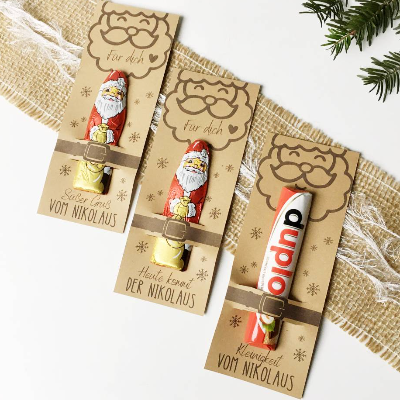 Druckvorlage Nikolausgruß, Geschenkidee Nikolausteller, Kleinigkeit für Stiefel, Bastelvorlage PDF Nikolaus