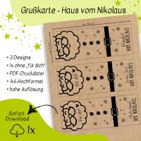 Druckvorlage Nikolausgruß, Geschenkidee Nikolausteller, Kleinigkeit für Stiefel, Bastelvorlage PDF Nikolaus Bild 2