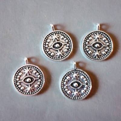 2/10x Münzanhänger Auge, Sterne für Schmuckherstellung, Makramee