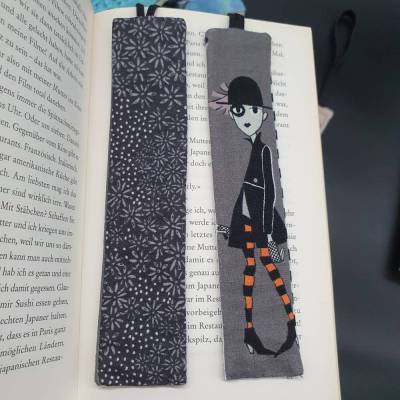 Gothic Lesezeichen Auswahl, Buchzeichen aus Stoff mit Gummiband