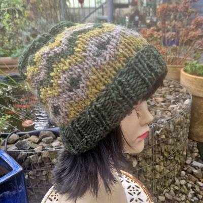 Mütze aus Islandwolle im Norwegermuster ***onesize