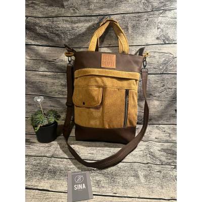 Traumhafter Shopper aus Cord und robustem Kunstleder- Shopper MÄDI wartet auf Dich