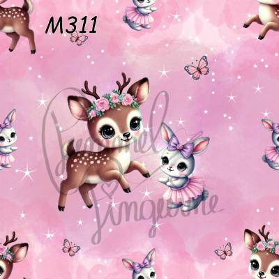 M311 PummelPinguine Exclusive Stoffe „Kinderstoff Reh & Hase im Tütü