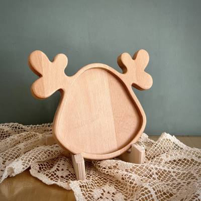 Weihnachten Kinder-Servierteller „Rentier“ aus Buchenholz