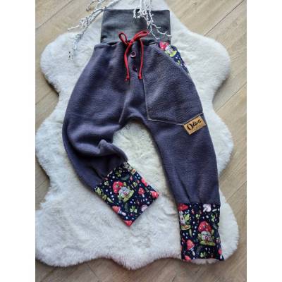 warme Pumphose 104/110 Superweiche Unisex Winterhose mit Pilze Kinderhose Polarfleece