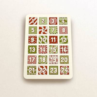 Adventskalender Zahlen Sticker – 1–24, matt, quadratisch, Etiketten für DIY Weihnachtskalender, Bullet Journal