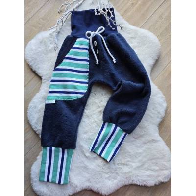 warme Pumphose 104/110 Superweiche Unisex Winterhose mit Streifen Kinderhose Polarfleece