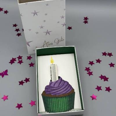 Originelles Geldgeschenk zum Geburtstag – Handgemalter Cupcake mit Geldschein als Kerze