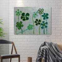 Original Happy Flowers auf Keilrahmen in erfrischendem Grün, verspielte Wandkunst , abstrakte Blumen, Wanddekoration Bild 1