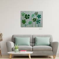 Original Happy Flowers auf Keilrahmen in erfrischendem Grün, verspielte Wandkunst , abstrakte Blumen, Wanddekoration Bild 3