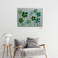 Original Happy Flowers auf Keilrahmen in erfrischendem Grün, verspielte Wandkunst , abstrakte Blumen, Wanddekoration Bild 5