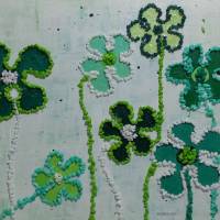 Original Happy Flowers auf Keilrahmen in erfrischendem Grün, verspielte Wandkunst , abstrakte Blumen, Wanddekoration Bild 6