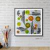 Farbmix auf Acrylpapier, bunte Bilder auf Malpapier, ungerahmt, kleine Wandkunst, Orange, Grün, Gelb mit Charm Bild 3
