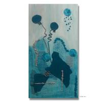 Mehrteilige Acrylbilder in tollen Blautönen auf Keilrahmen, Stimmungsvolle Collage. Kunstvolle Wohnraumdekoration Bild 3
