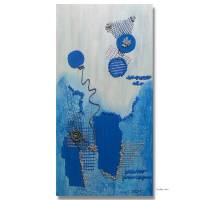 Mehrteilige Acrylbilder in tollen Blautönen auf Keilrahmen, Stimmungsvolle Collage. Kunstvolle Wohnraumdekoration Bild 4