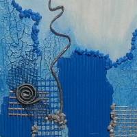 Mehrteilige Acrylbilder in tollen Blautönen auf Keilrahmen, Stimmungsvolle Collage. Kunstvolle Wohnraumdekoration Bild 7